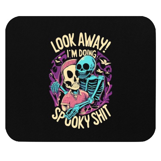 Spooky Shit Skeleton Girl in Arm Halloween Mouse Pads