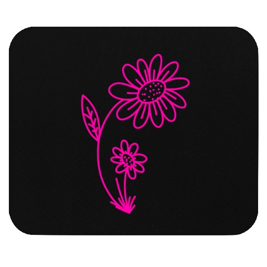 Pink Flower - simple, lineart, drawing Mouse Pads