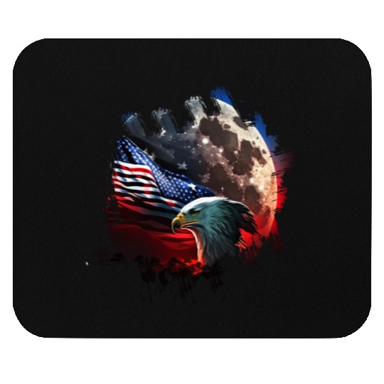 America eagle under Moon with American Flag Mouse Pads