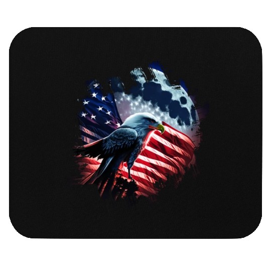 America eagle under Moon with American Flag Mouse Pads
