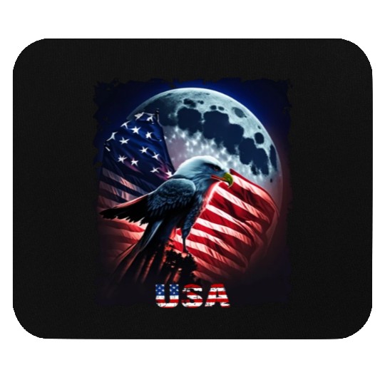America eagle under Moon with American Flag Mouse Pads