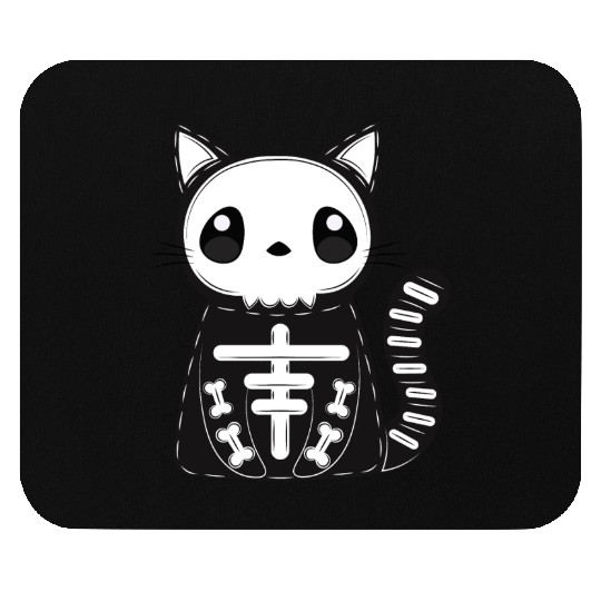 Halloween Cat Black Skeleton Funny Skull Halloween Mouse Pads