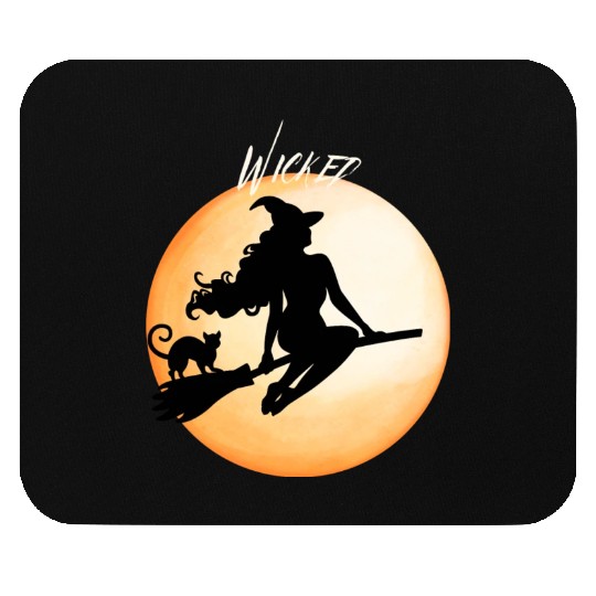 Wicked Cat Witch Funny Halloween Witch Mouse Pads