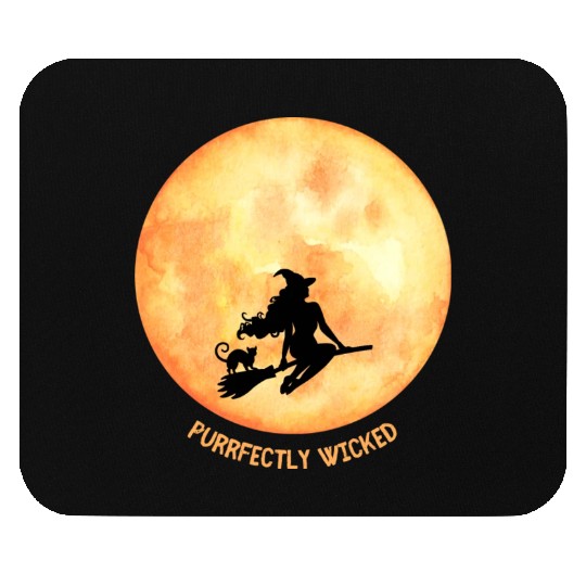 Wicked Cat Witch Funny Halloween Witch Mouse Pads