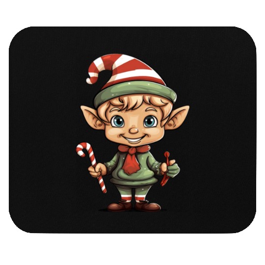 Christmas Elf Candy Cane X-Mas Pajamas Party Mouse Pads