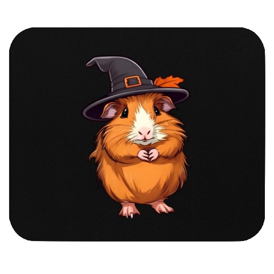 Cute Halloween guinea pig with a witch hat. Mouse Pads