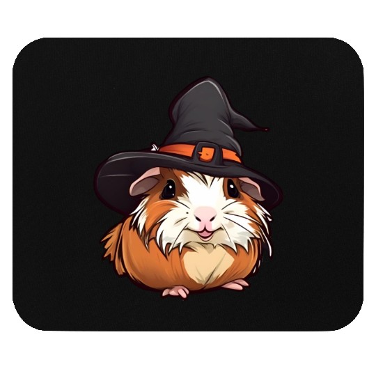 Cute Halloween guinea pig with a witch hat. Mouse Pads