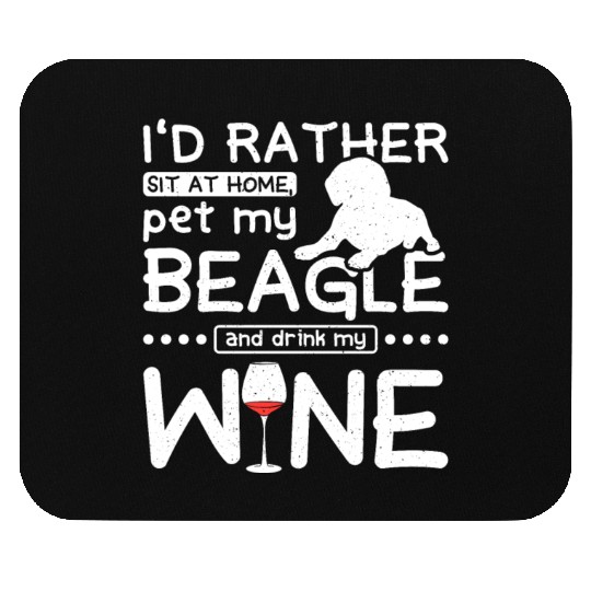 Pet my beagle and drink wine Mouse Pads