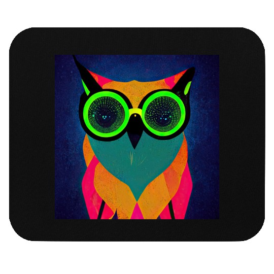 Mod Owl: Bold Owl with Green Glasses Mouse Pads