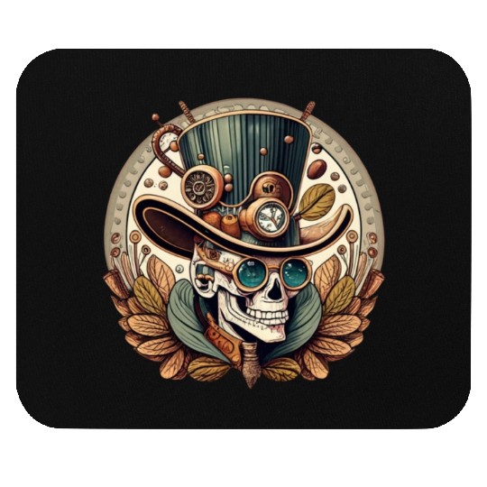 Steampunk Espresso Skeleton Steampunk Skull Mouse Pads
