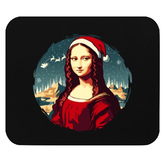 Mona Lisa Funny Christmas Art Mouse Pads