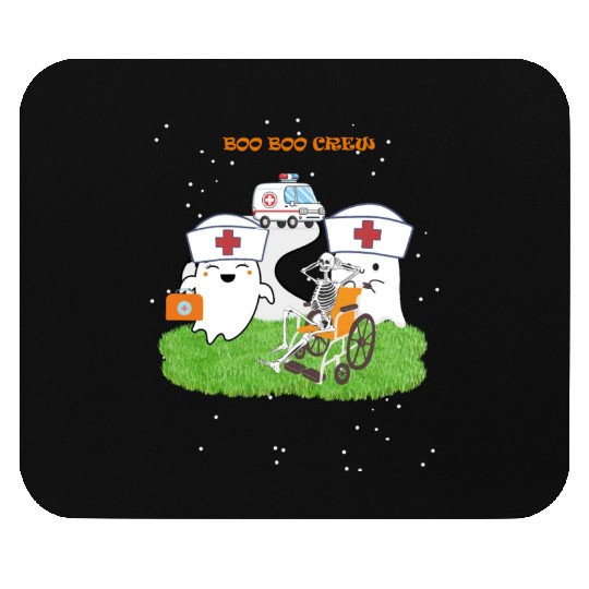 Funny Halloween Boo Boo Crew Ghost Nurse Mouse Pads
