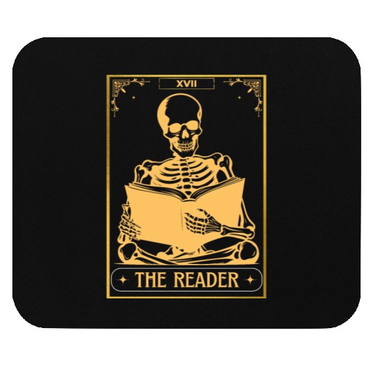 The Reader Tarot Card Bookish Skeleton Skull Hallo Mouse Pads