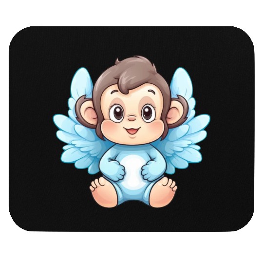 monkey chimpanzee angel wings cute kawaii Mouse Pads