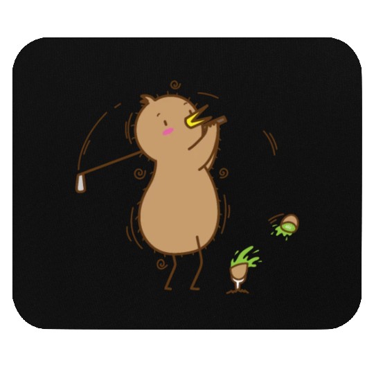 Kiwi playing Golf Kiwi Bird and Fruit Mouse Pads