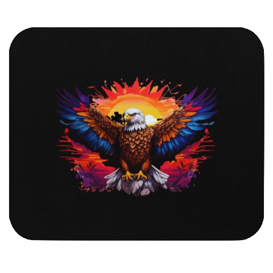 Eagle's Embrace: A Symphony of Freedom Mouse Pads