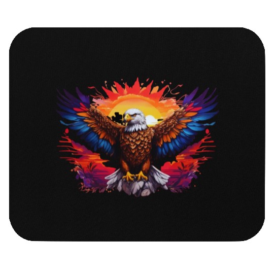 Eagle's Embrace: A Symphony of Freedom Mouse Pads