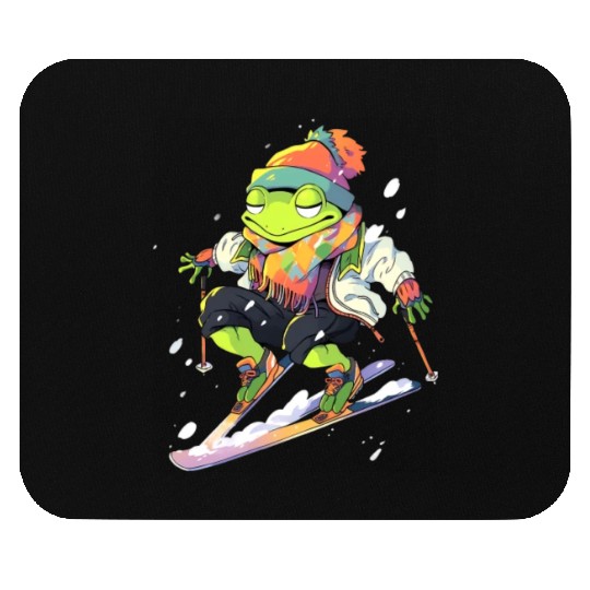 Frog Skiing Skier Ski Winter Snow Mouse Pads
