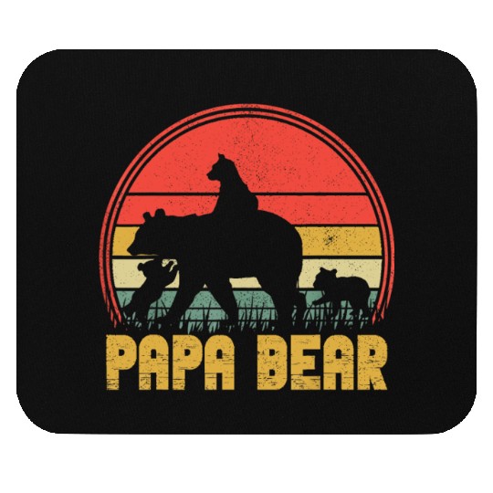 Funny Papa Bear Of Cub 3 Kids Fathers Day Grandpa Mouse Pads