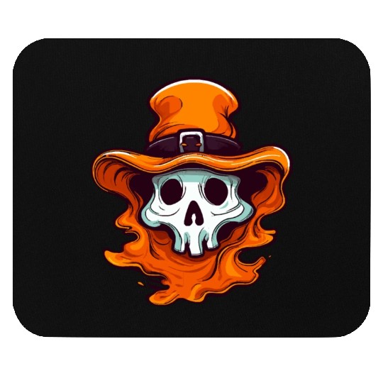 Weird ghost with orange hat halloween Mouse Pads