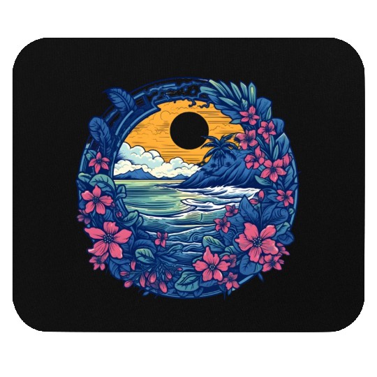 Flower Blossoms By Ocean Surfing Mouse Pads
