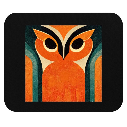 Mod Owl: Big Bold Orange Owl Mouse Pads