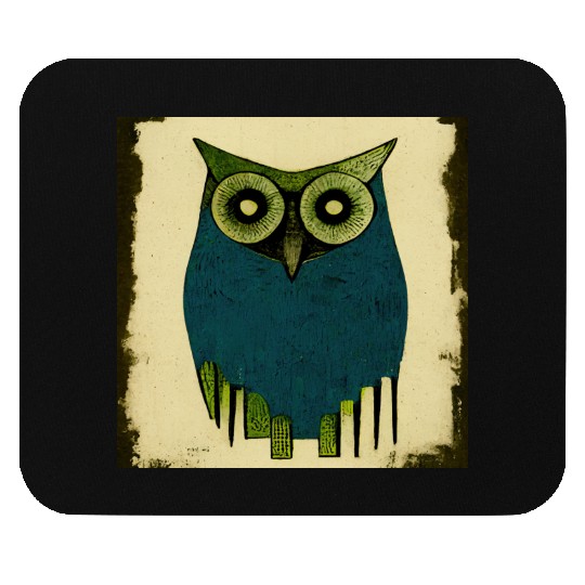 Mod Owl: Woodcut Owl Mouse Pads