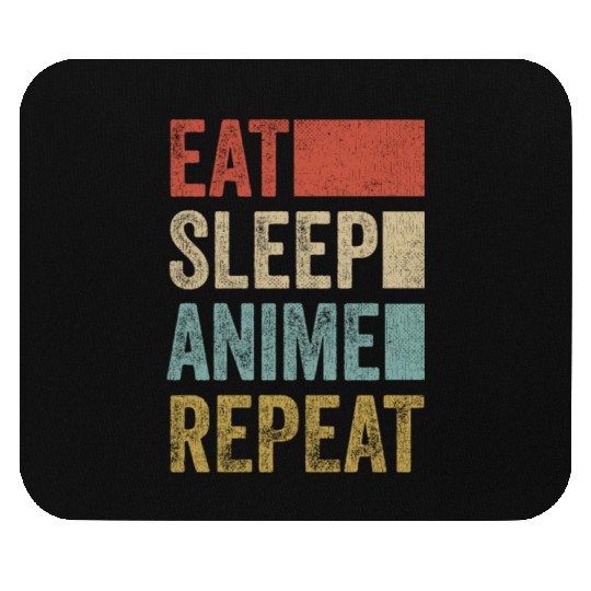 Vintage Retro Eat Sleep Anime Repeat Gift Funny Mouse Pads