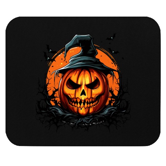 Halloween Magic Spooky Pumpkin With Bat Mouse Pads