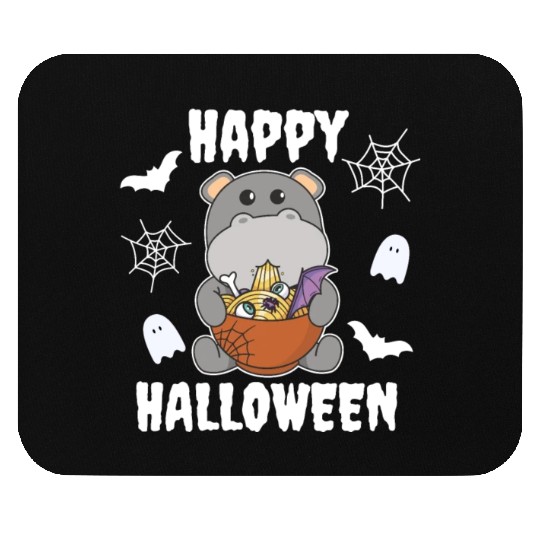 Noodles Japanese Noodles Halloween Hippo Ramen Mouse Pads