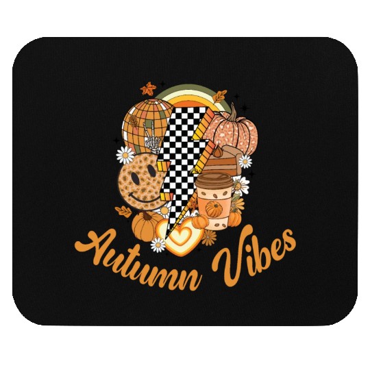 Autumn Vibes, Lightning Bolt, Retro, Vintage, Fall Mouse Pads