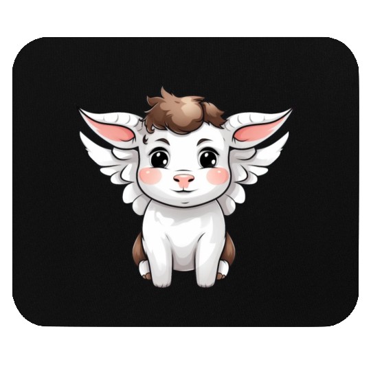 Heavenly Bond: Cow & Calf with Angel Wings Mouse Pads