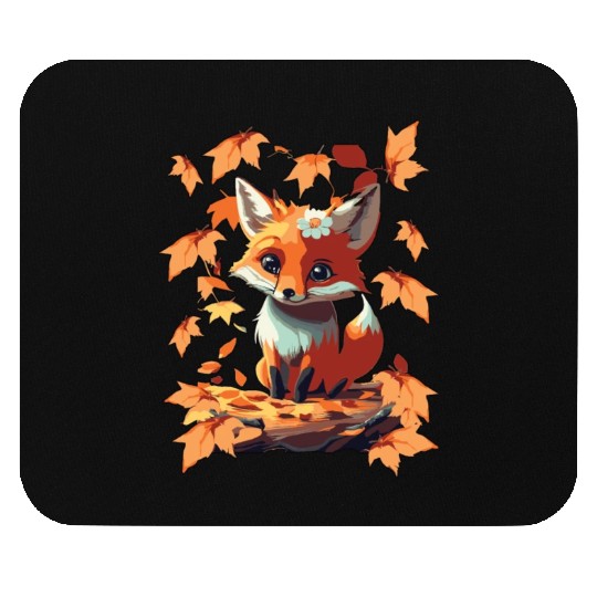 Sweet cute fox in autumn Mouse Pads