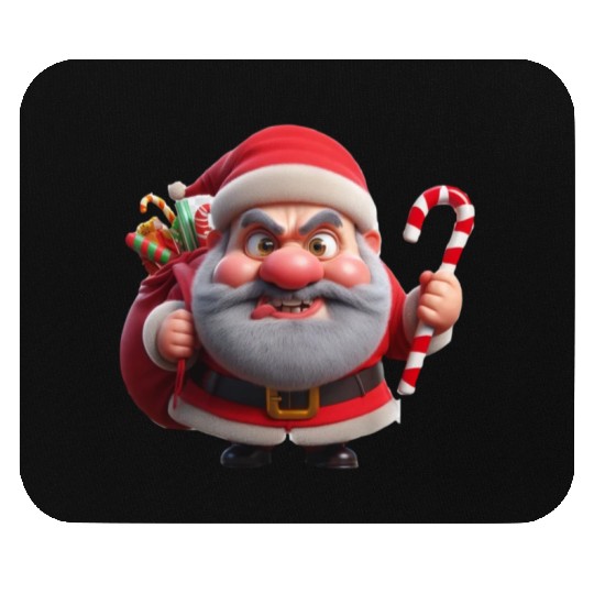 Crazy Santa with Candy Canes Mouse Pads