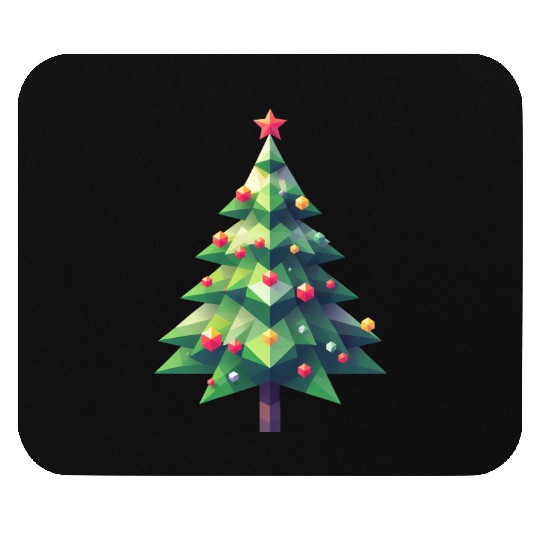 Polygonal Christmas Magic: The Faceted Pine Tree Mouse Pads