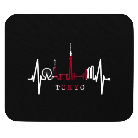 Tokyo Skyline Heartbeat Japanese Heart Love Tokyo Mouse Pads