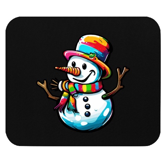 Snowman / Winter / Snowflake / White / Frosti Mouse Pads