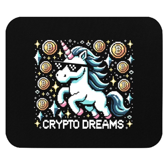 Crypto Dreams - 8-bit Unicorn Amidst Digital Coins Mouse Pads