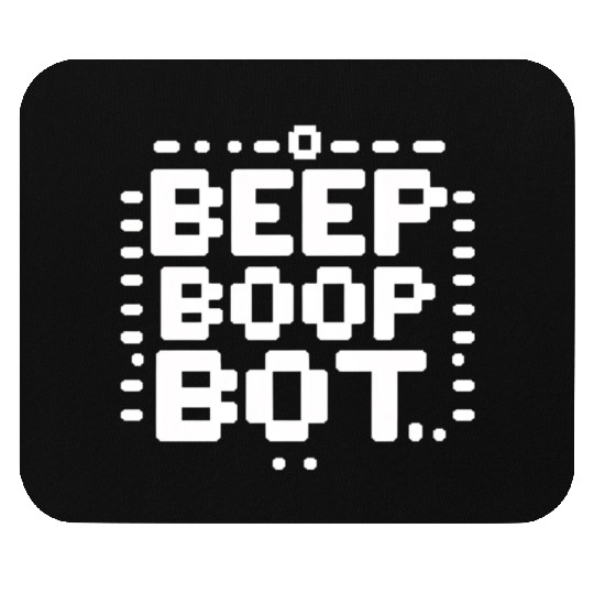 Beep Boop Bot - Retro 8-bit Robot Typography Mouse Pads