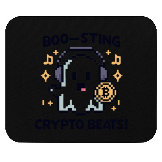 Quirky 8-Bit Ghost with Crypto Beats - Halloween Mouse Pads