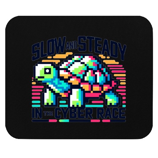 Cyber Turtle - Slow and Steady in 8-bit Color Mouse Pads
