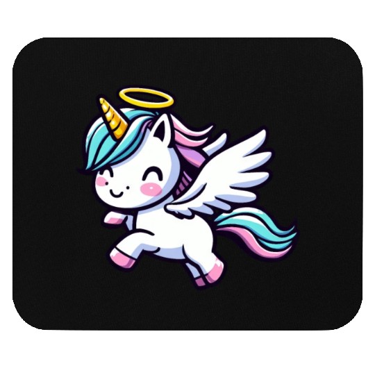 Heavenly Unicorn: Sweet Magic with Angel Wings Mouse Pads