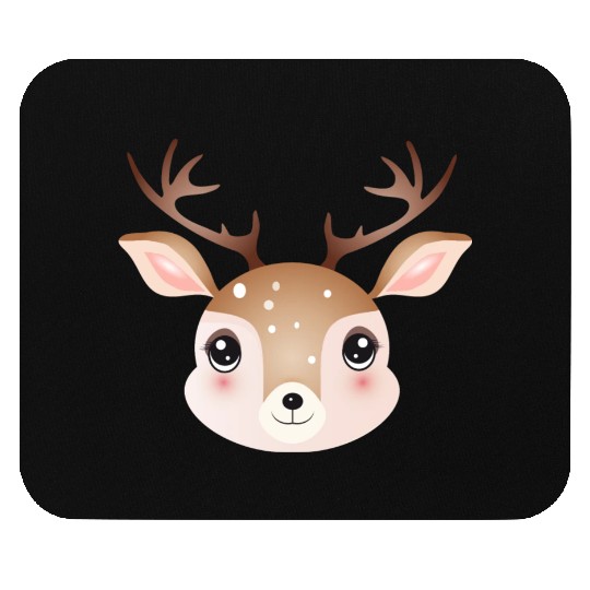 cute deer head in sweet comic style Mouse Pads