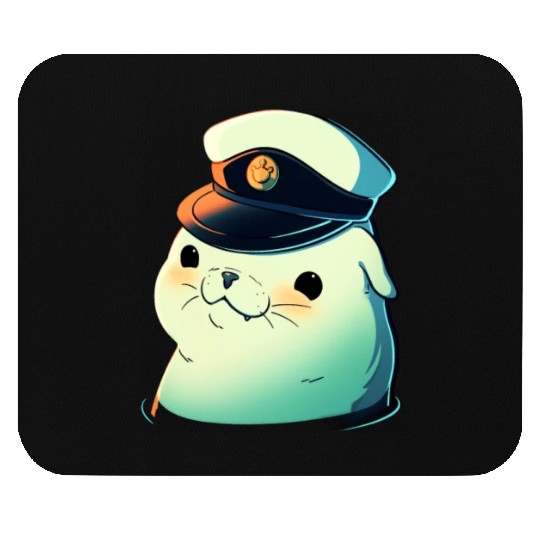 Seal Sailor Cap Boat Captain Cap Boating Seal Mouse Pads
