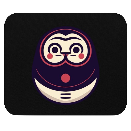 Kawaii Cat Face Daruma Doll Mouse Pads