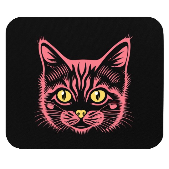 neon red cute cat Mouse Pads