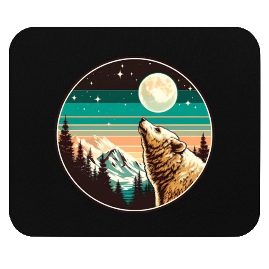 Bear under the moonlight natural idyll Mouse Pads