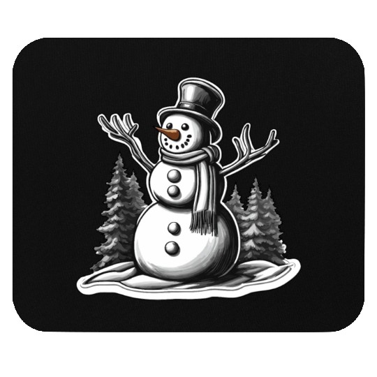 Snowman / Winter / Snowflake / White / Frosti Mouse Pads
