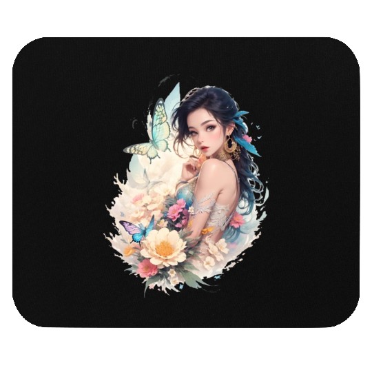 lady flower butterfly Mouse Pads