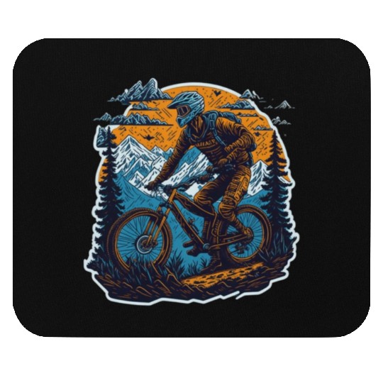 Mountain Cycling poster Mouse Pads